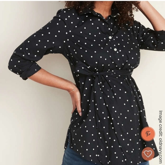 Old Navy Blue Polka Dot Front Tie Shirt NWOT - Picture 7 of 7